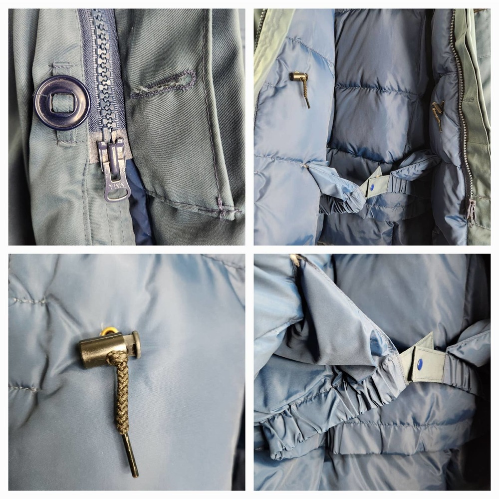 Vintage Mens Sears Parka Coat with Removable Hood Blue Size 44  Down Fill - Picture 10 of 12